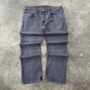 Levi's 514 Jeans Mens 36x30 Black Gray Pants Faded Straight Denim Grunge